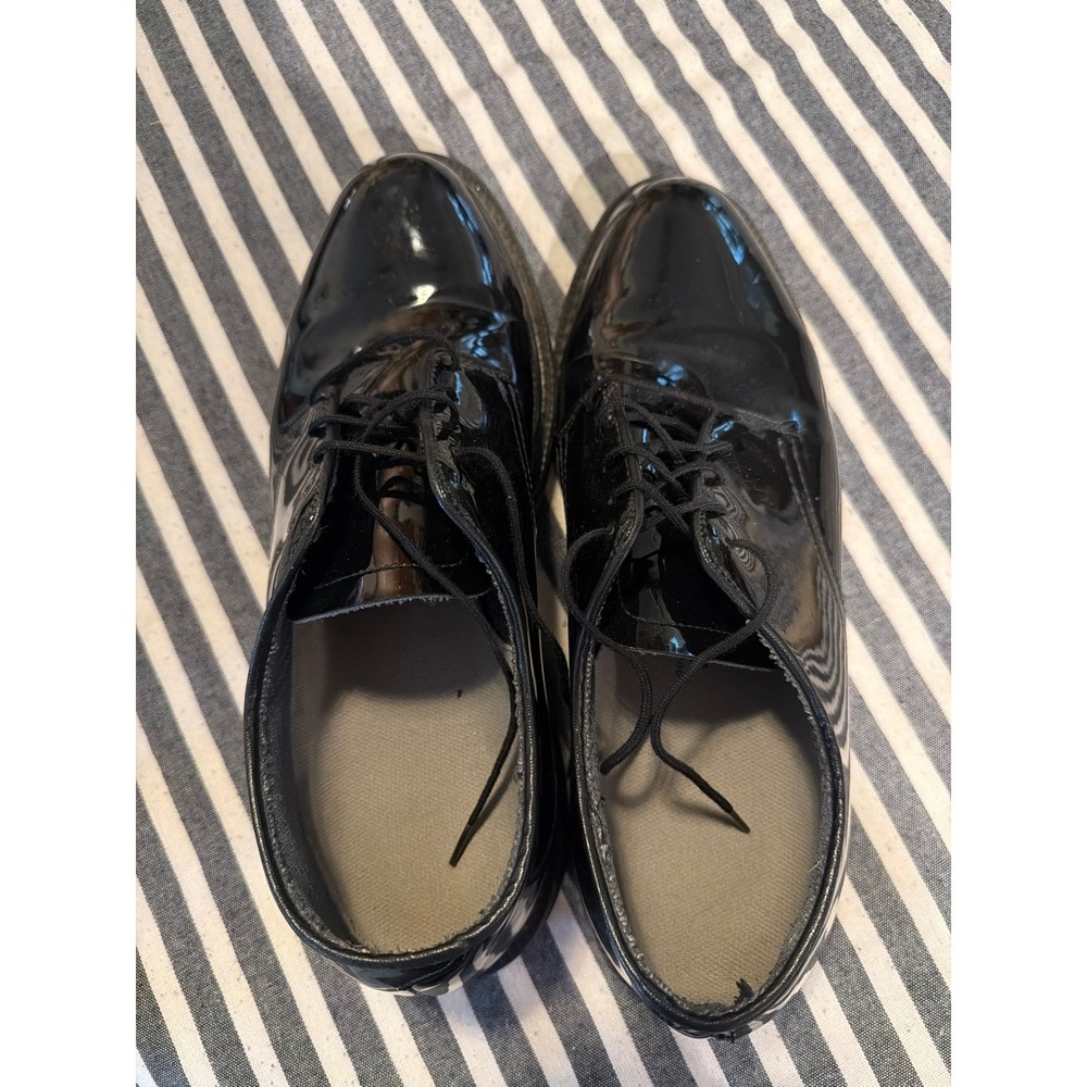 Vibram Black Patent Leather Oxford Dress Shoes Lace Up Military Formal